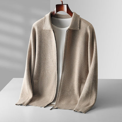 Outer Wear Lapel Thickening Oversized Knit Zipper Cardigan