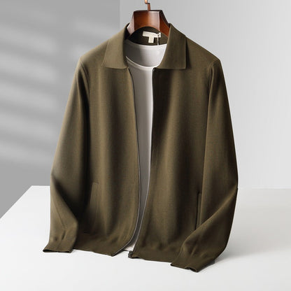 Outer Wear Lapel Thickening Oversized Knit Zipper Cardigan
